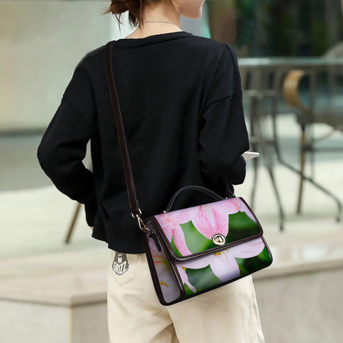Amaryllis Pink And White Print Women's Satchel Bag - Image 3