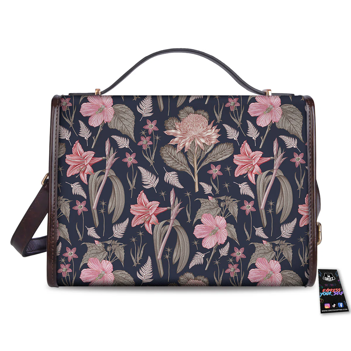 Amaryllis Pink Print Pattern Women's Satchel Bag - Image 2
