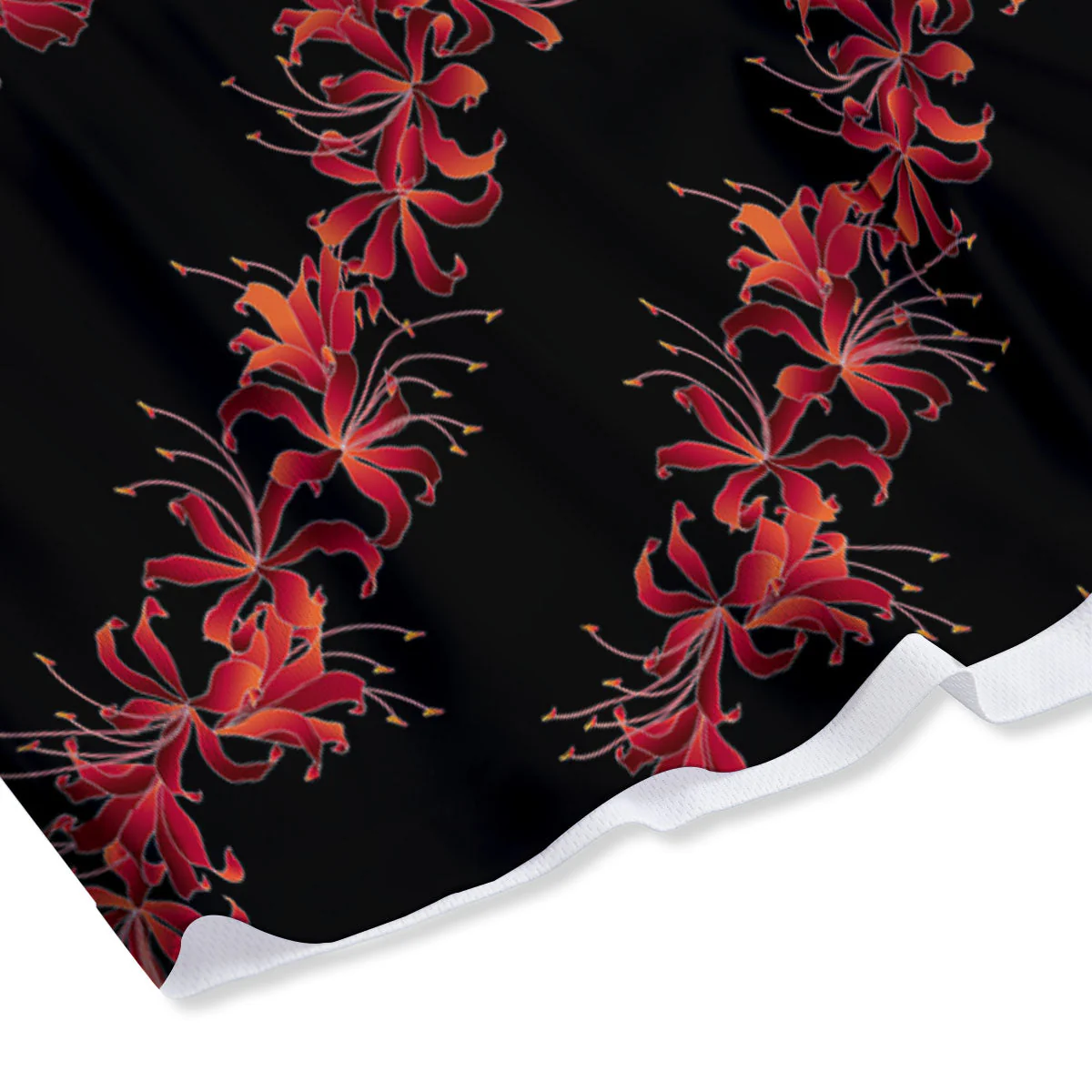 Amaryllis Red Japanese Print Pattern Mesh Shorts - Image 4