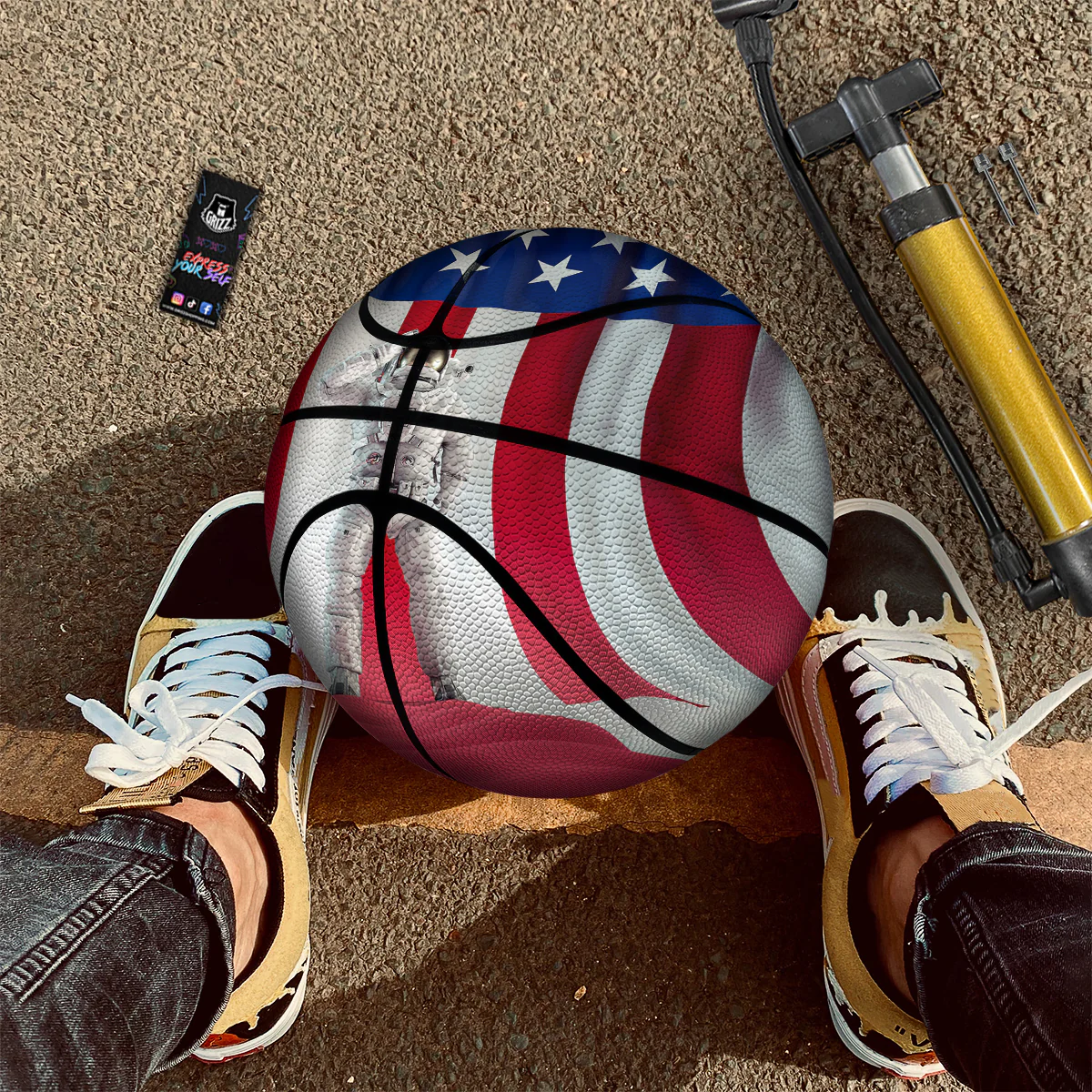 American Astronaut Print Basketball - Image 2