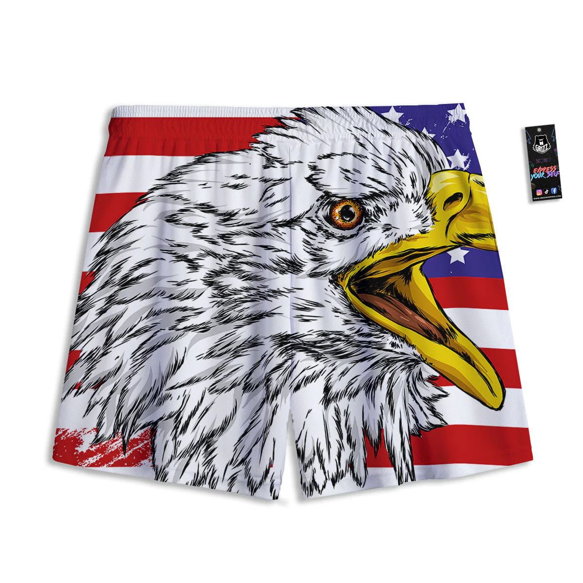 American Flag Eagle Print Mesh Shorts - Image 2