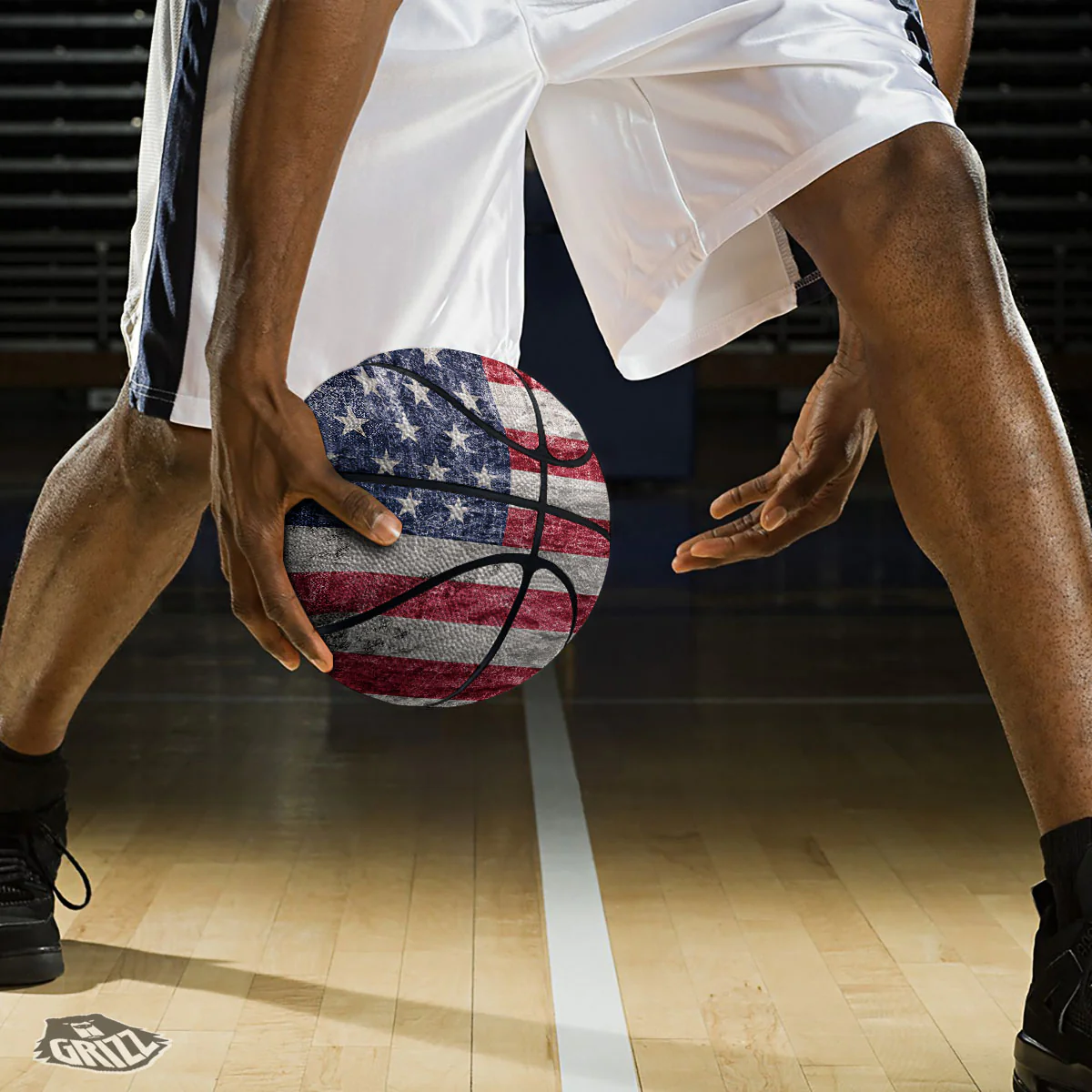 American Flag Grunge Print Basketball - Image 3