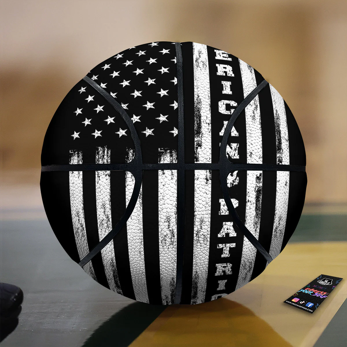 American Flag Grunge White And Black Print Basketball