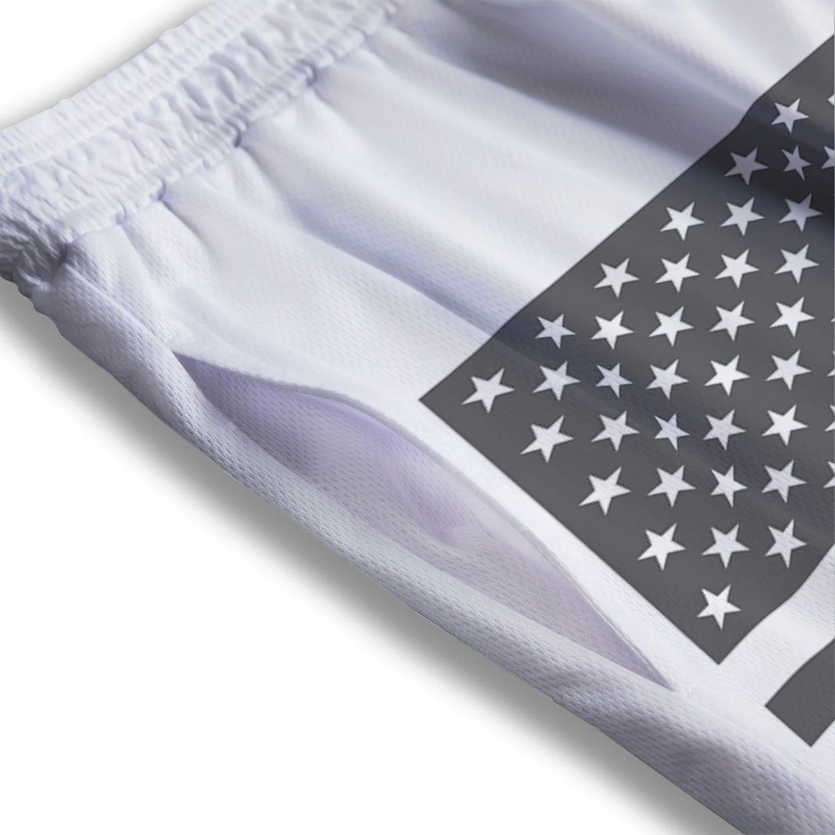 American Flag White And Grey Print Mesh Shorts - Image 3