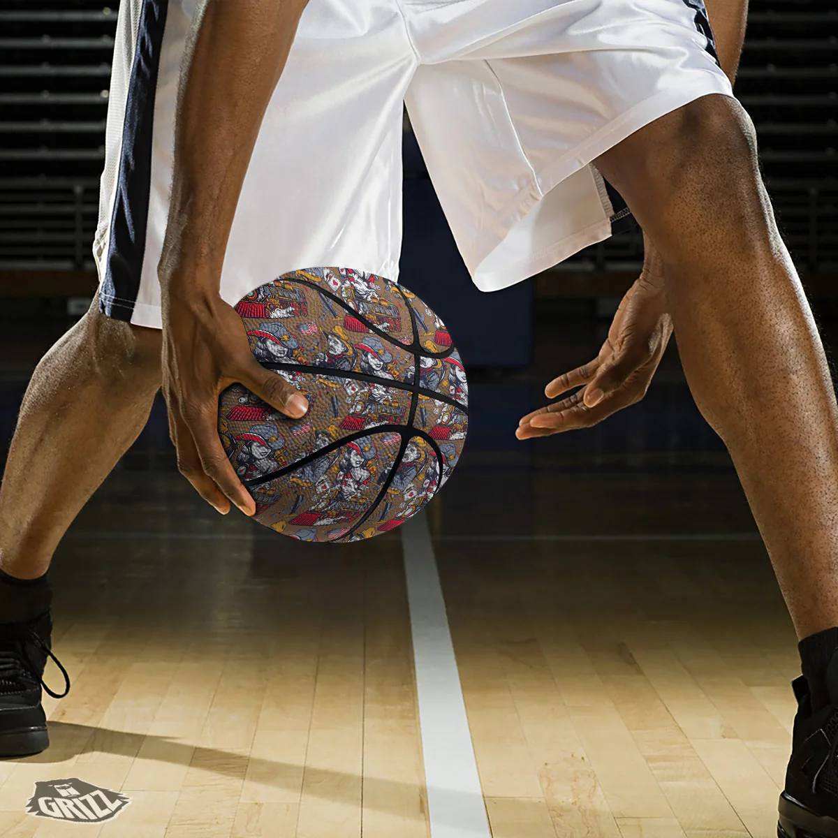 American Old West History Print Pattern Basketball - Image 3