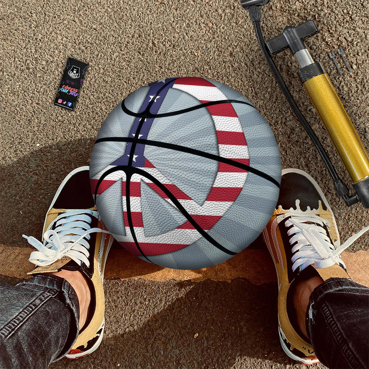 American Peace Flag Print Basketball - Image 2
