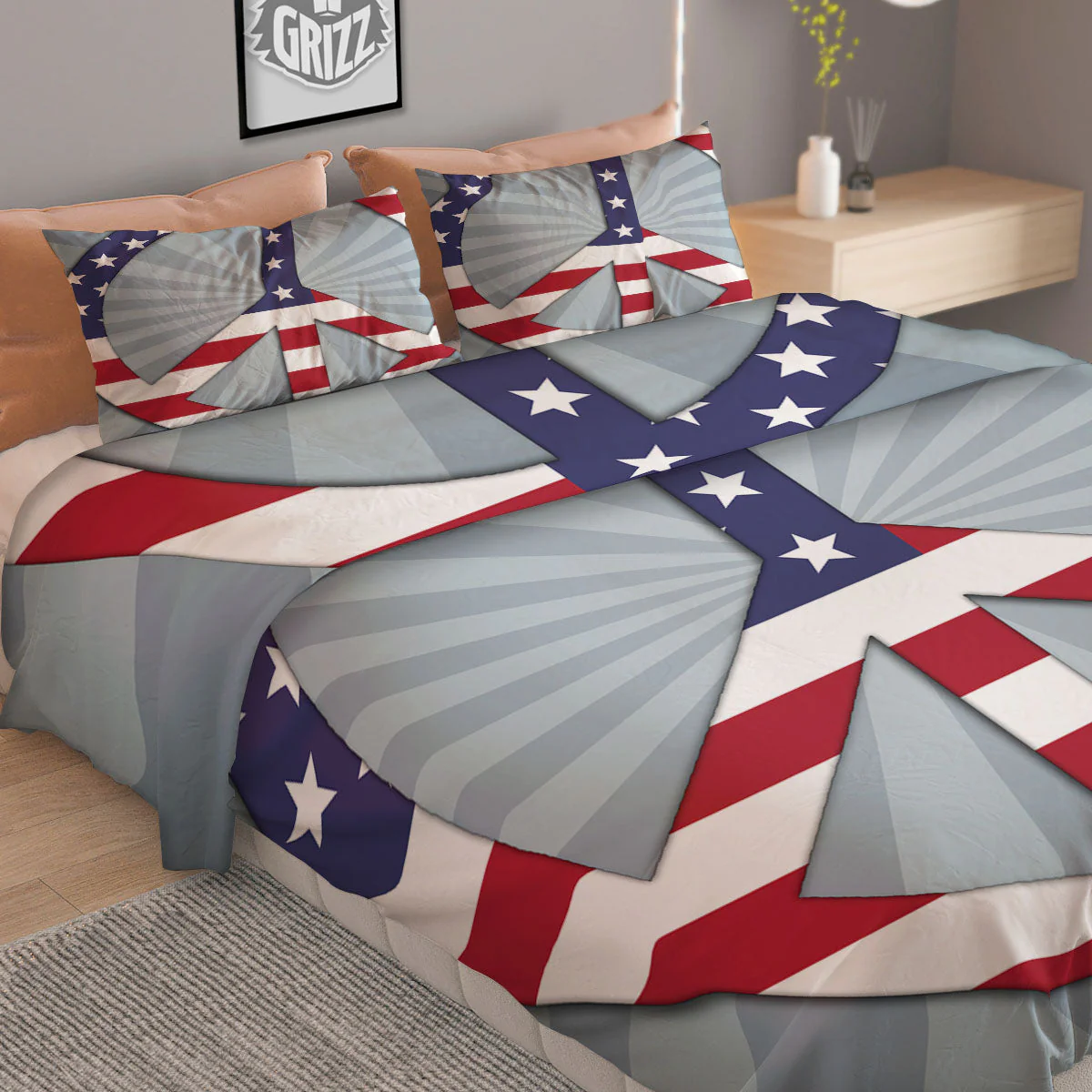 American Peace Flag Print Duvet Cover Bedding Set - Image 2