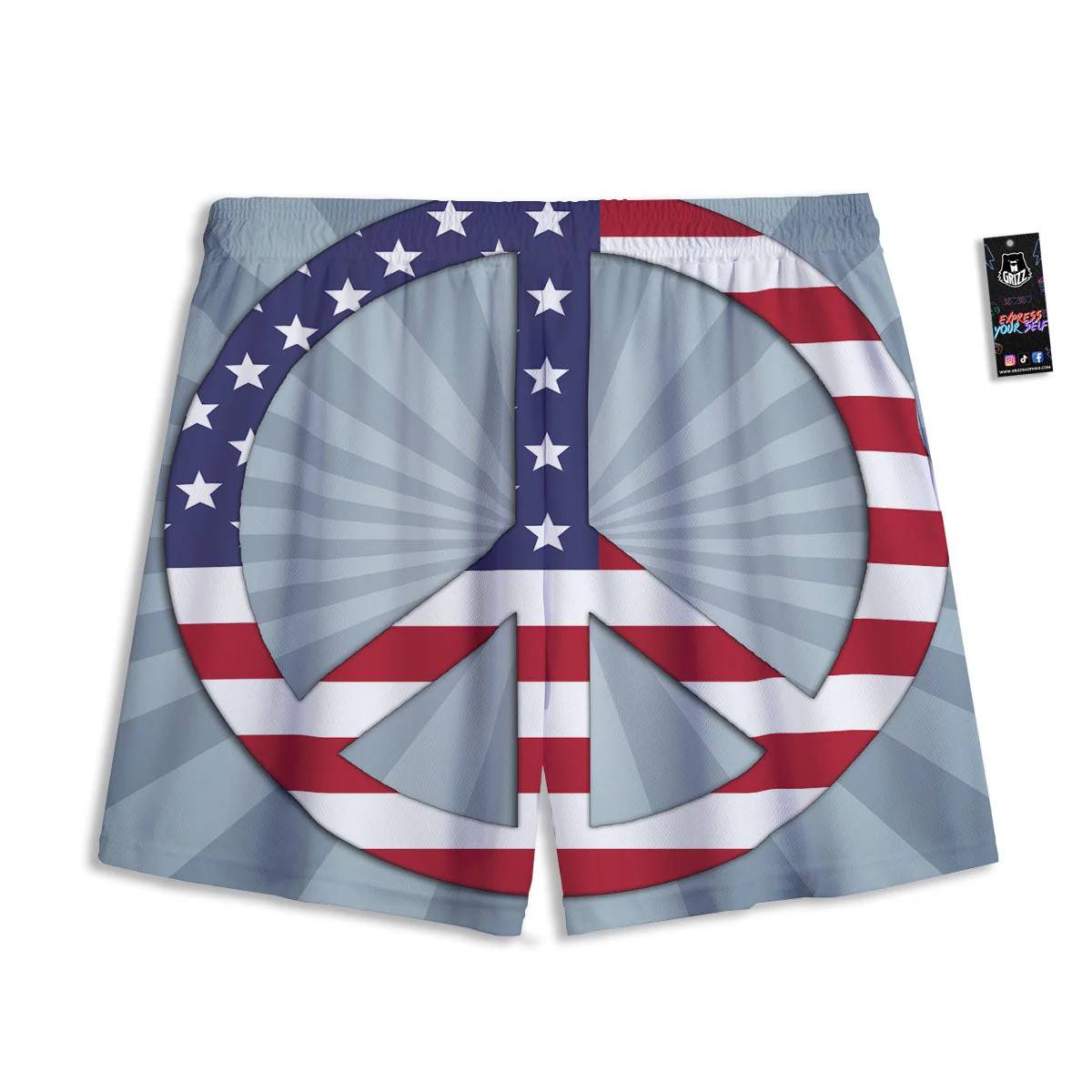 American Peace Flag Print Mesh Shorts - Image 2