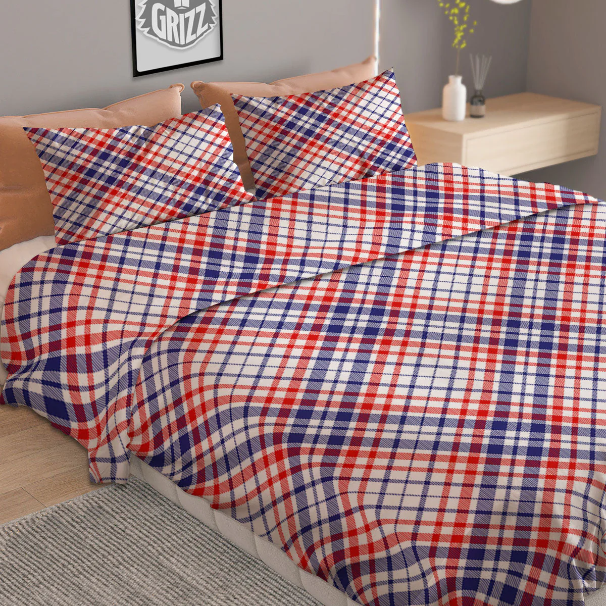 American Plaid 4th of July Print Duvet Cover Bedding Set - Image 2