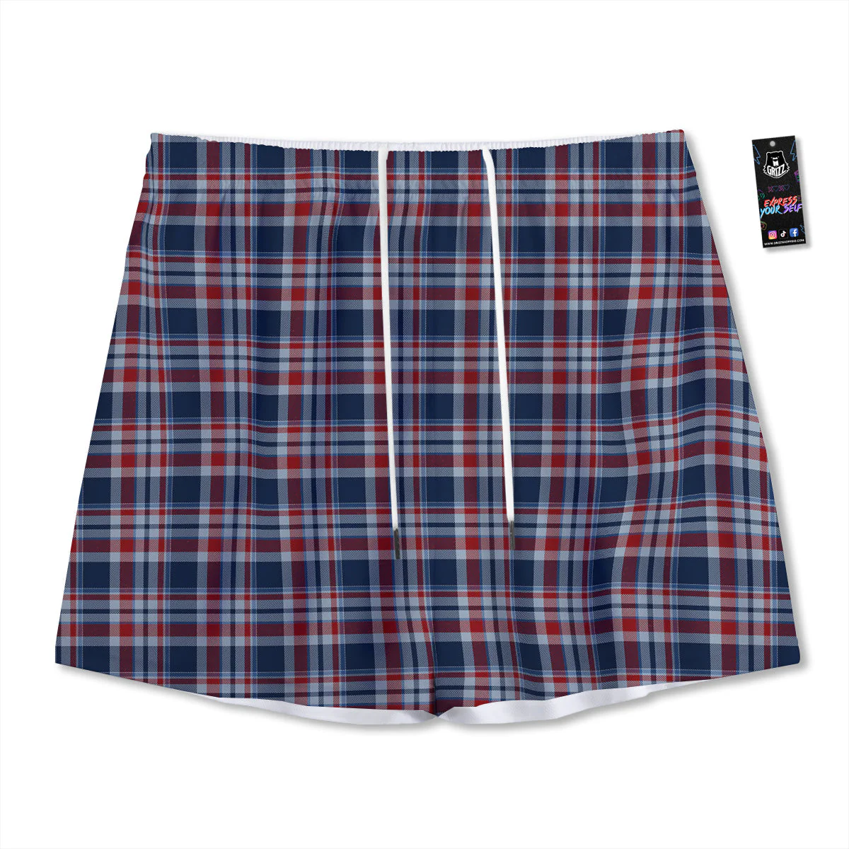 American Plaid Print Pattern Mesh Shorts