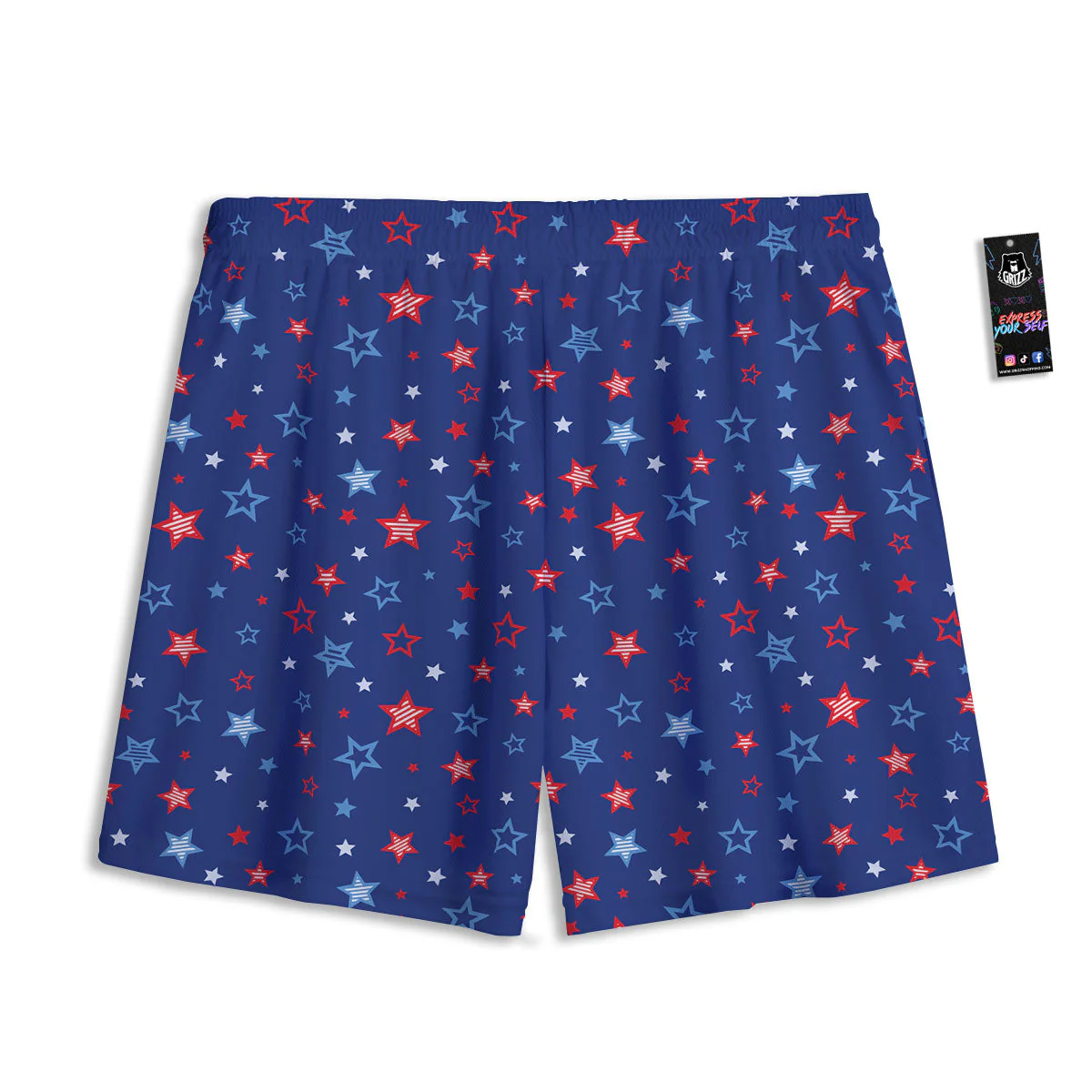 American Star Blue And Red Print Pattern Mesh Shorts - Image 2
