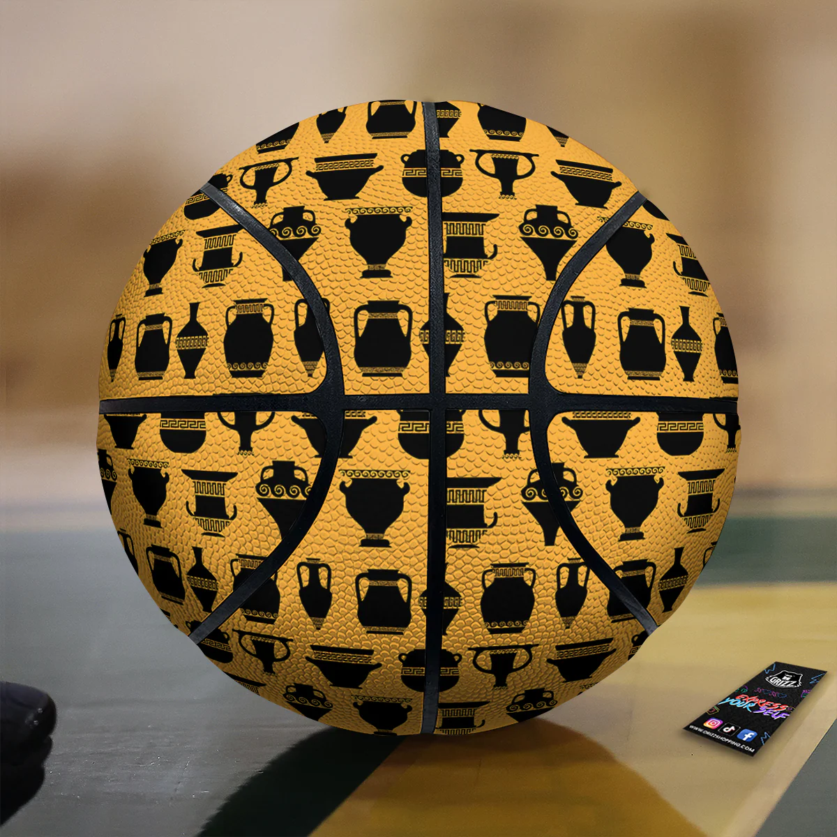 Amphora Black And Yellow Print Pattern Basketball