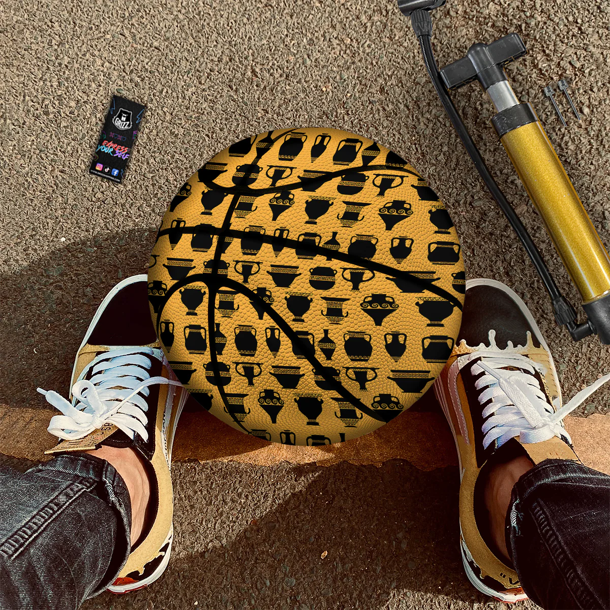 Amphora Black And Yellow Print Pattern Basketball - Image 2