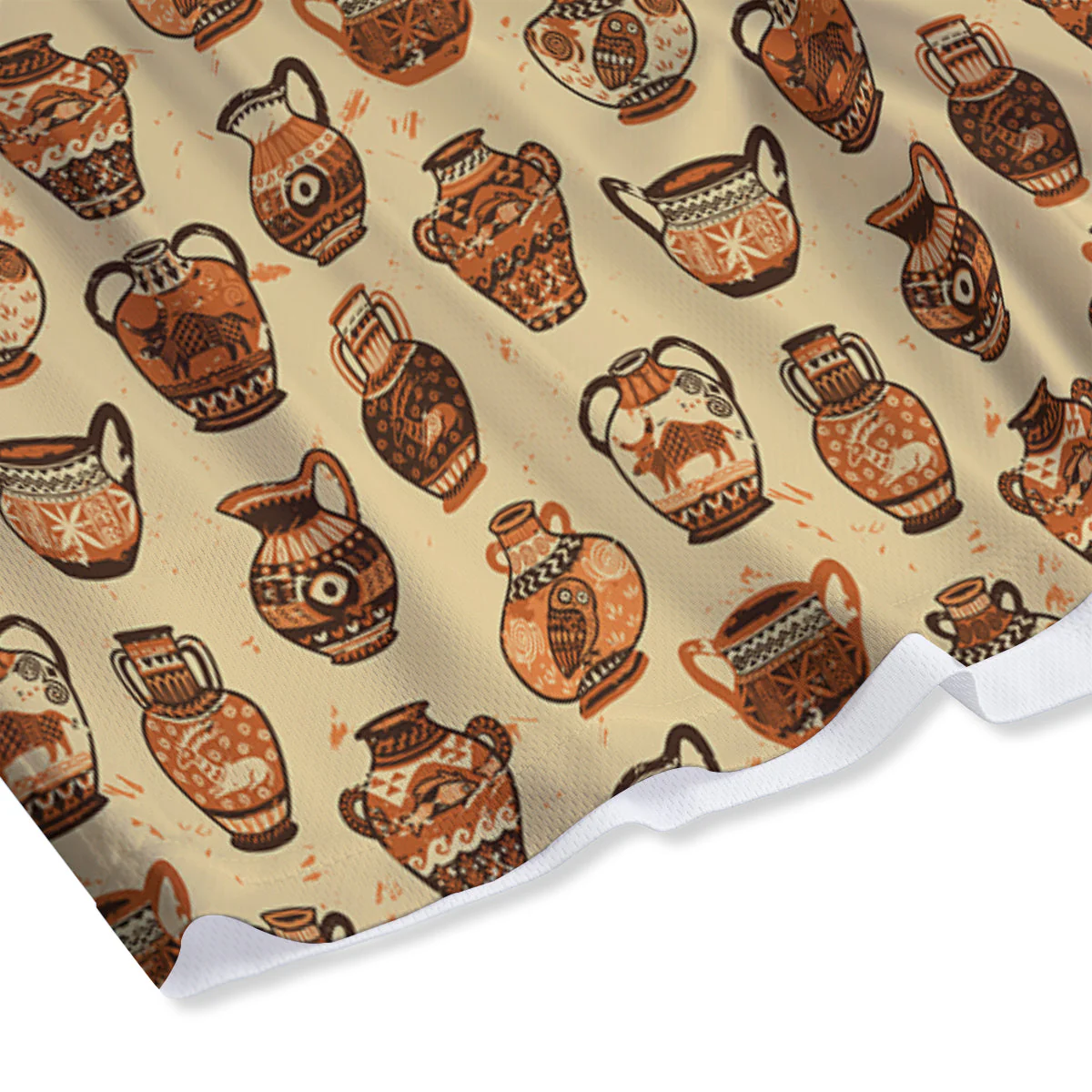 Amphora Greek Vintage Print Pattern Mesh Shorts - Image 4