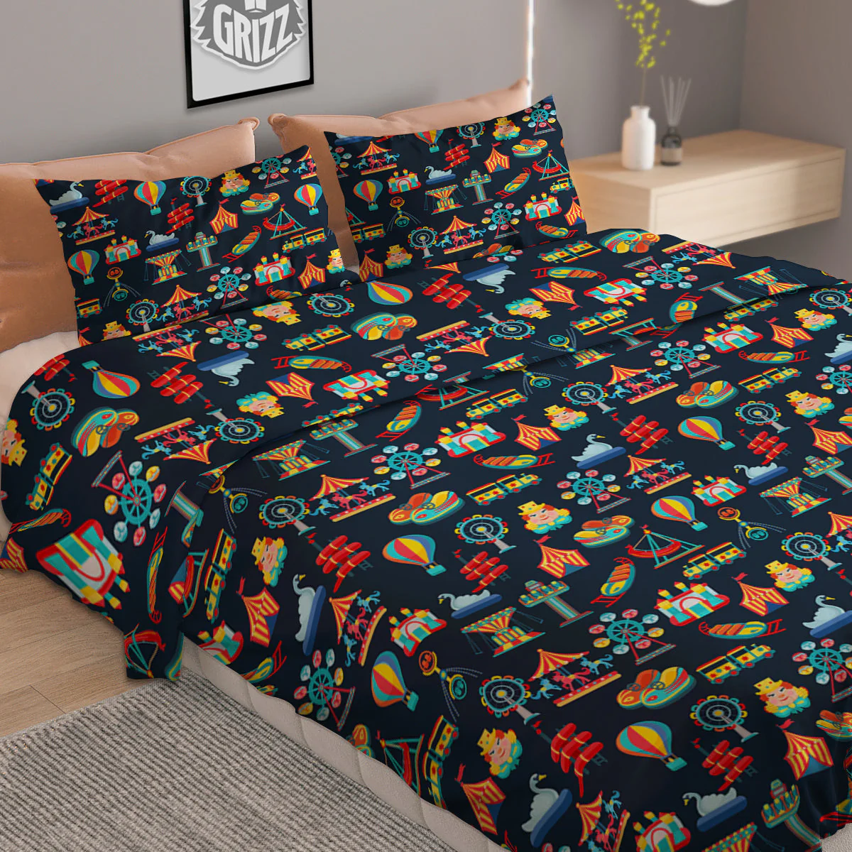 Amusement Park Colorful Print Pattern Duvet Cover Bedding Set - Image 2
