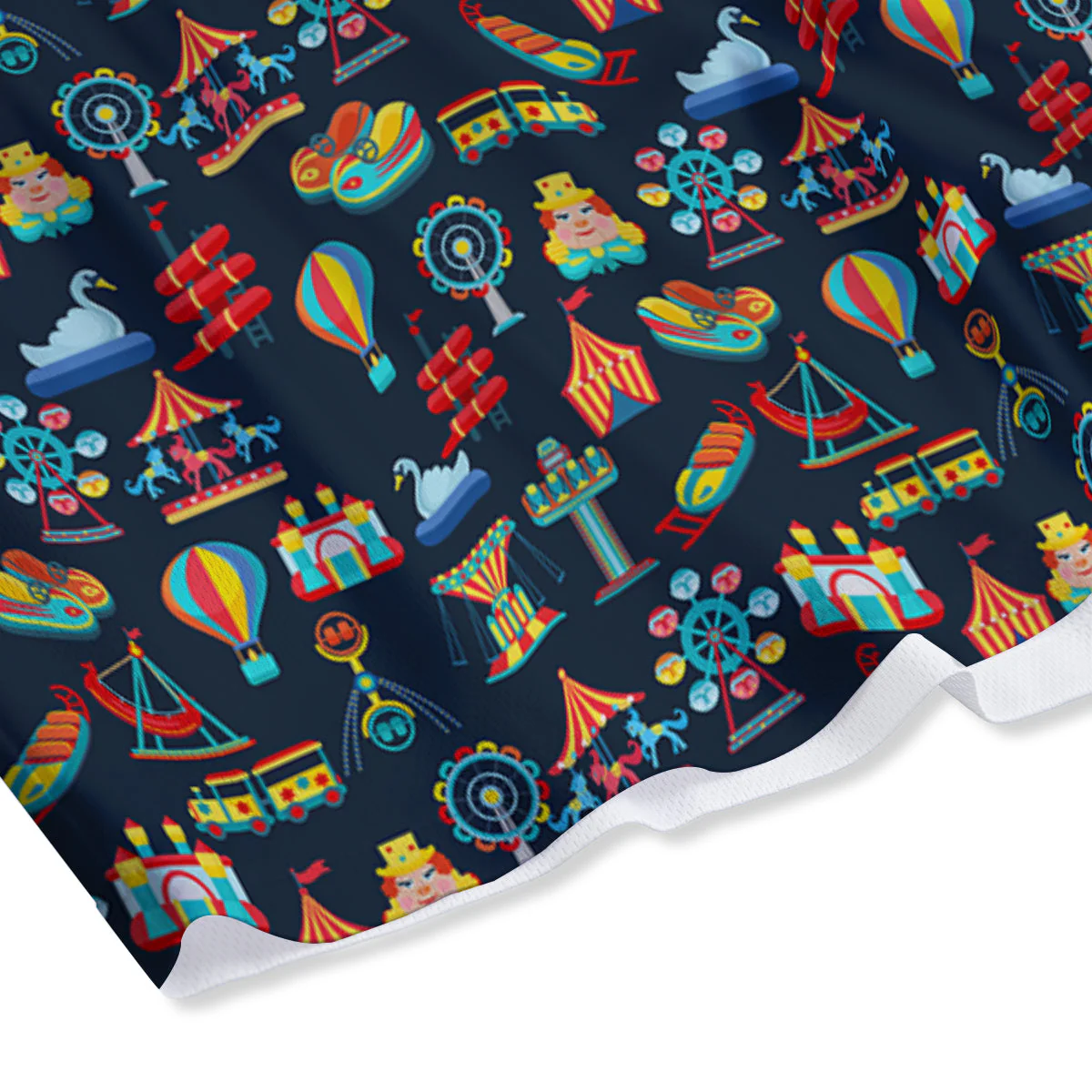 Amusement Park Colorful Print Pattern Mesh Shorts - Image 4