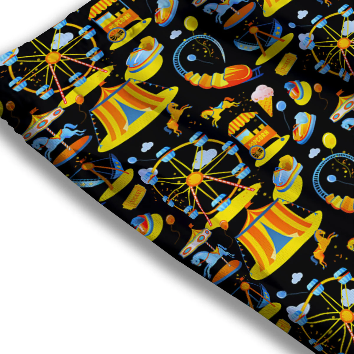 Amusement Park Entertainment Print Pattern Mesh Shorts - Image 3
