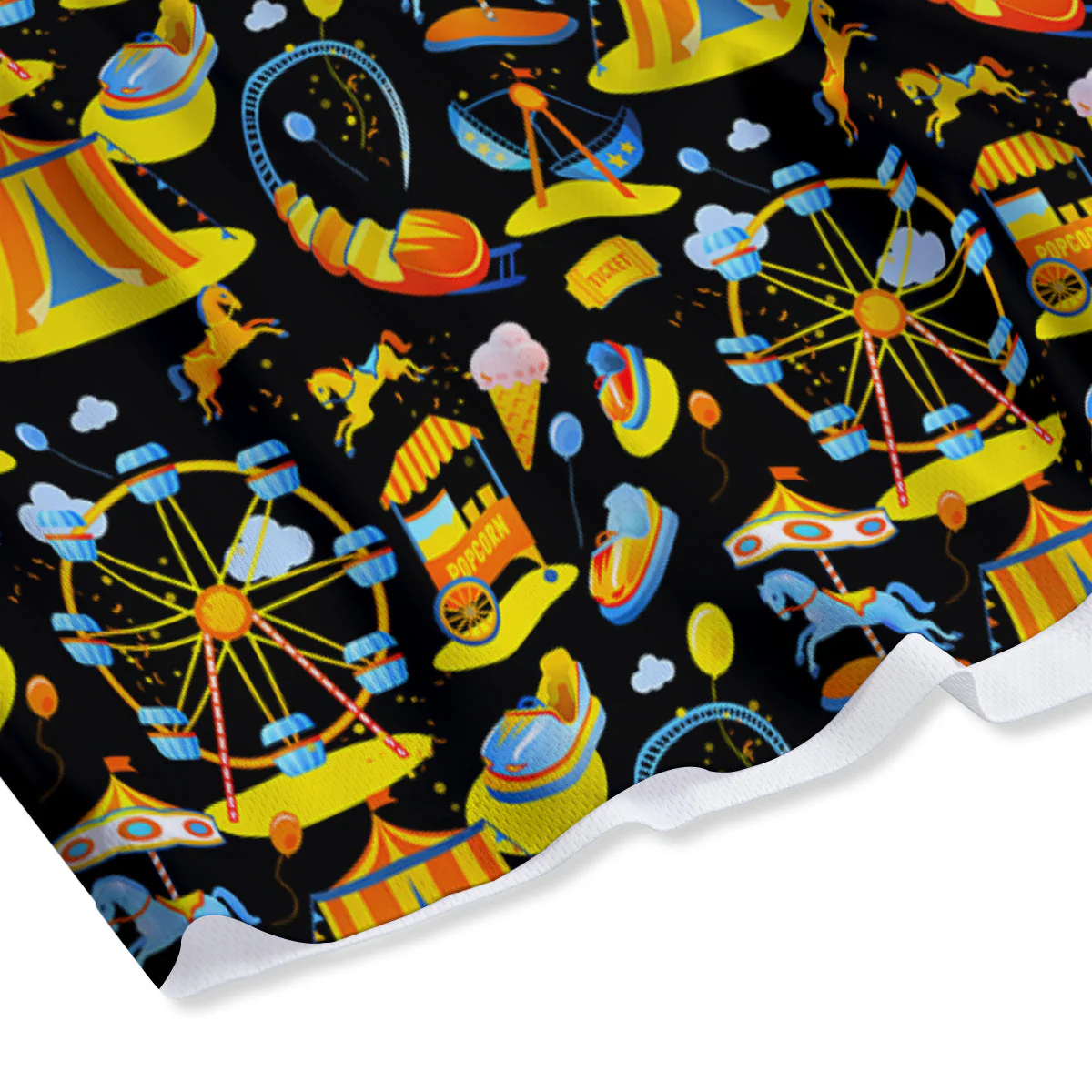 Amusement Park Entertainment Print Pattern Mesh Shorts - Image 4