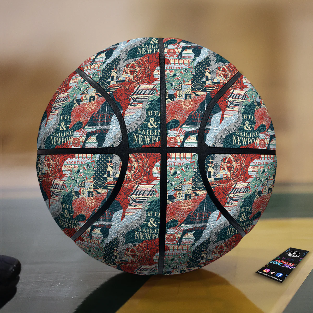 Anchor Abstract Nautical Print Pattern Basketball