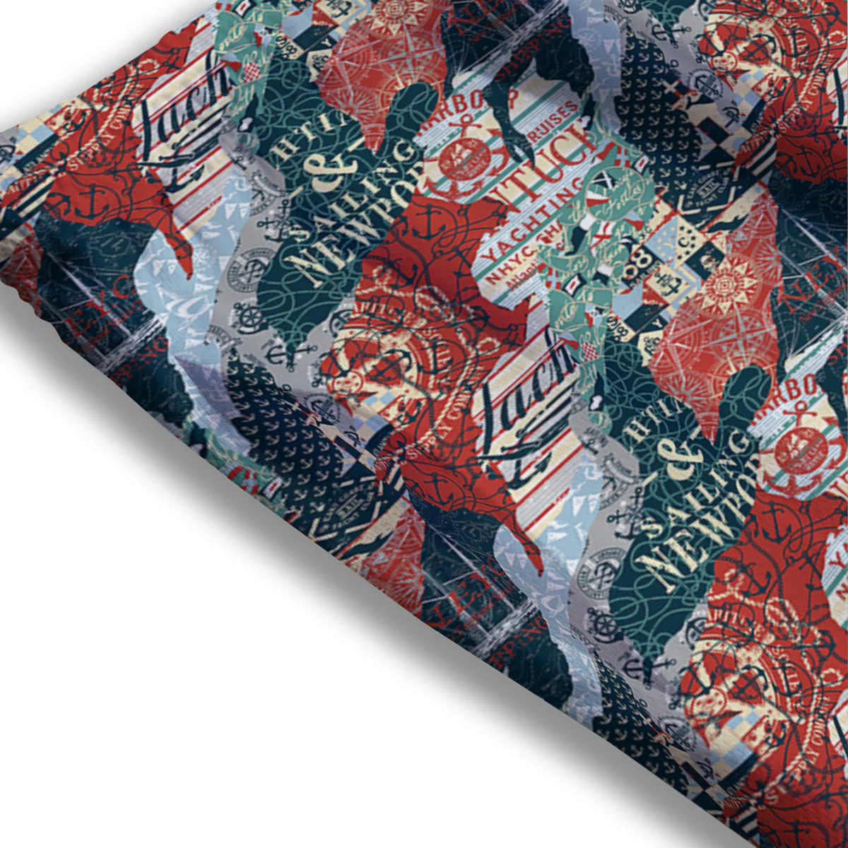 Anchor Abstract Nautical Print Pattern Mesh Shorts - Image 3