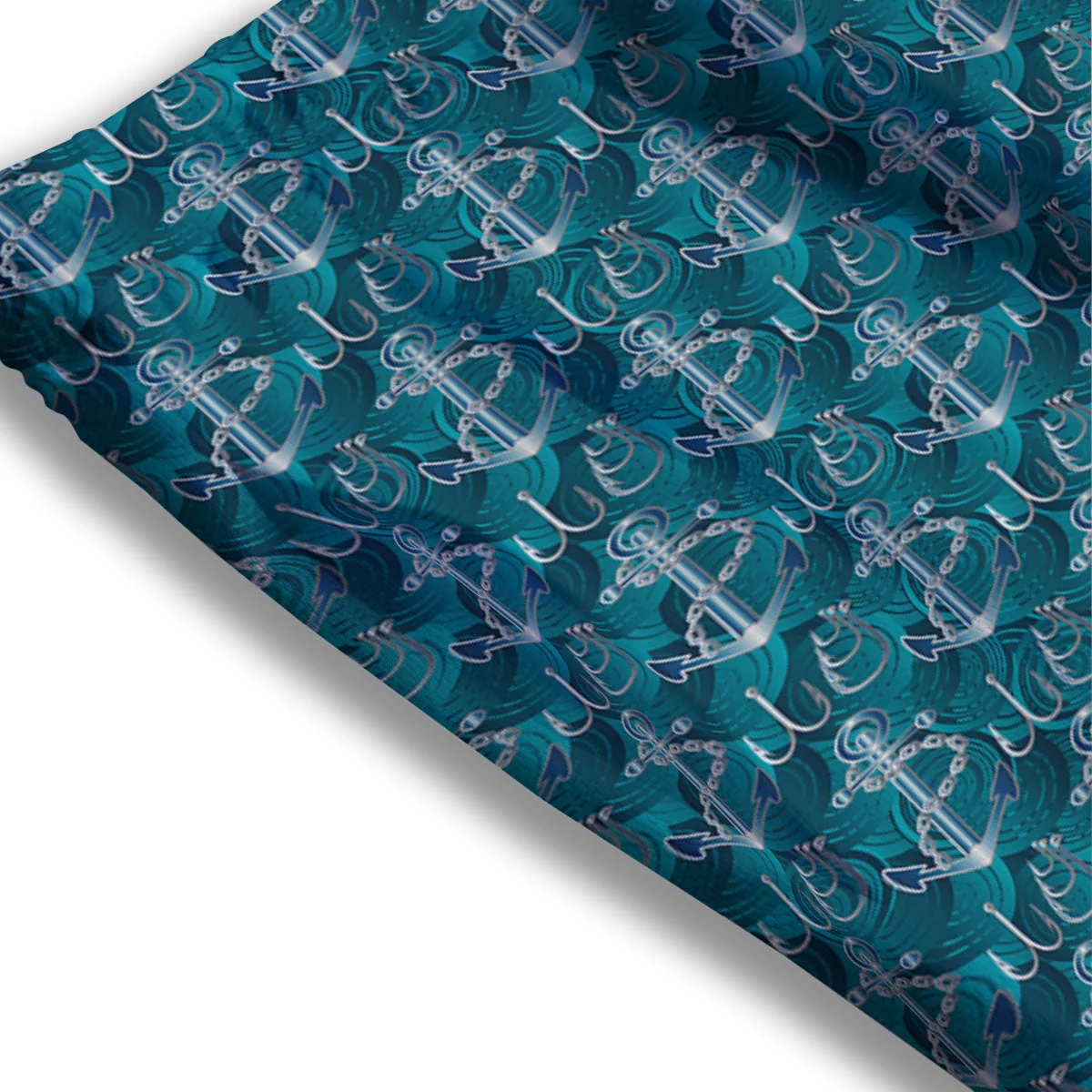Anchor Blue Print Pattern Mesh Shorts - Image 3
