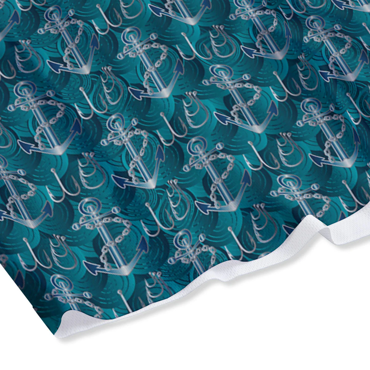 Anchor Blue Print Pattern Mesh Shorts - Image 4