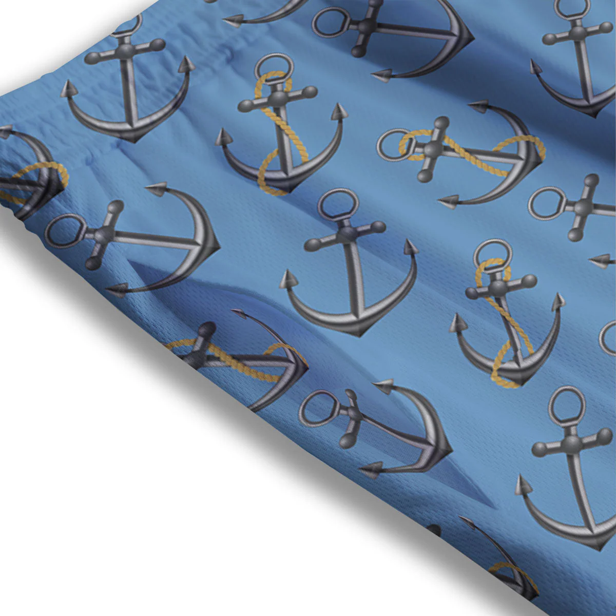 Anchor Nautical Print Pattern Mesh Shorts - Image 3