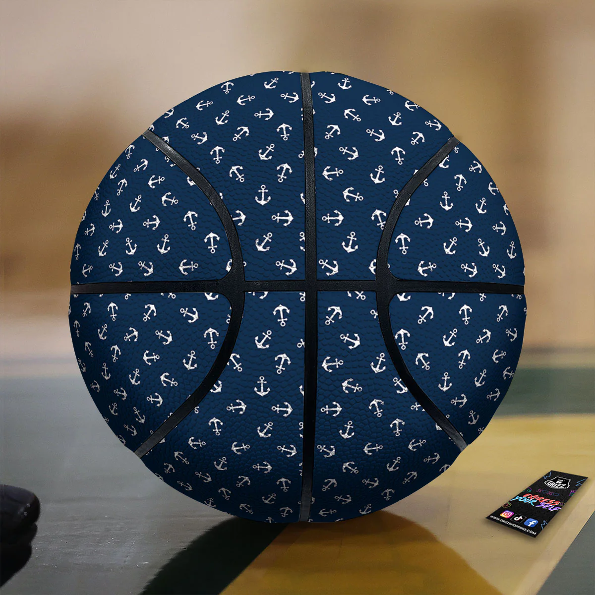 Anchor White And Blue Print Pattern Basketball
