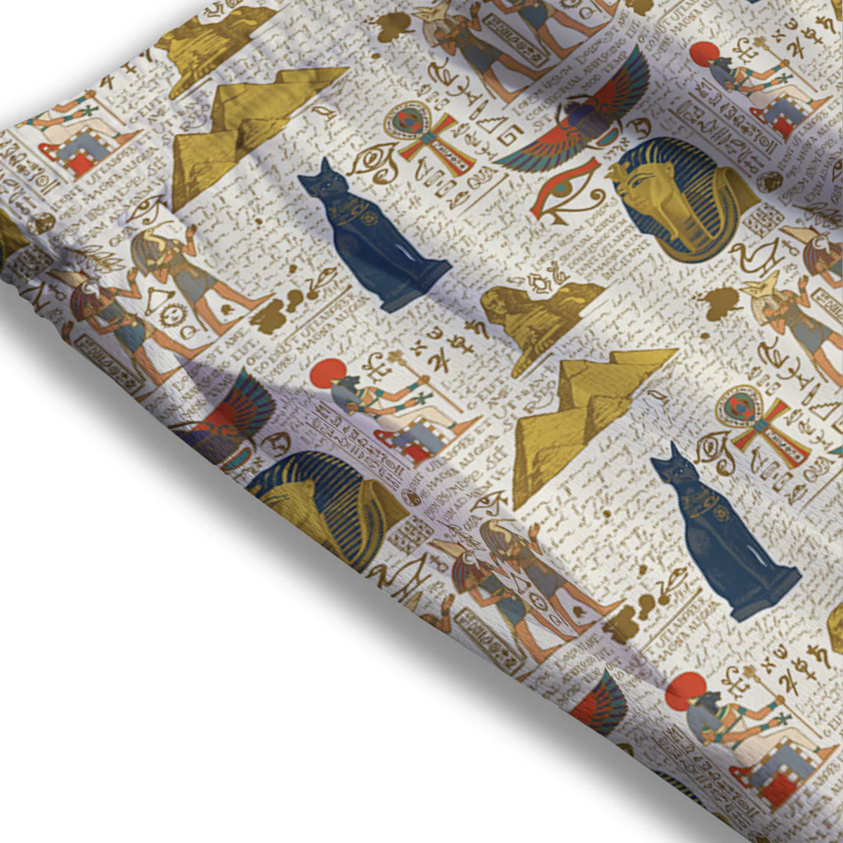 Ancient Egypt Text Print Pattern Mesh Shorts - Image 3