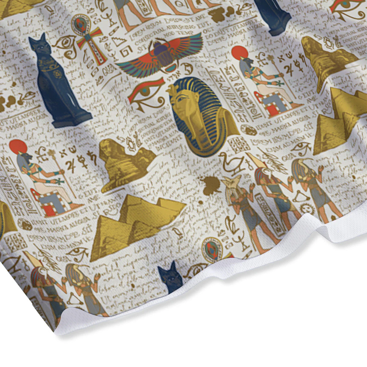 Ancient Egypt Text Print Pattern Mesh Shorts - Image 4