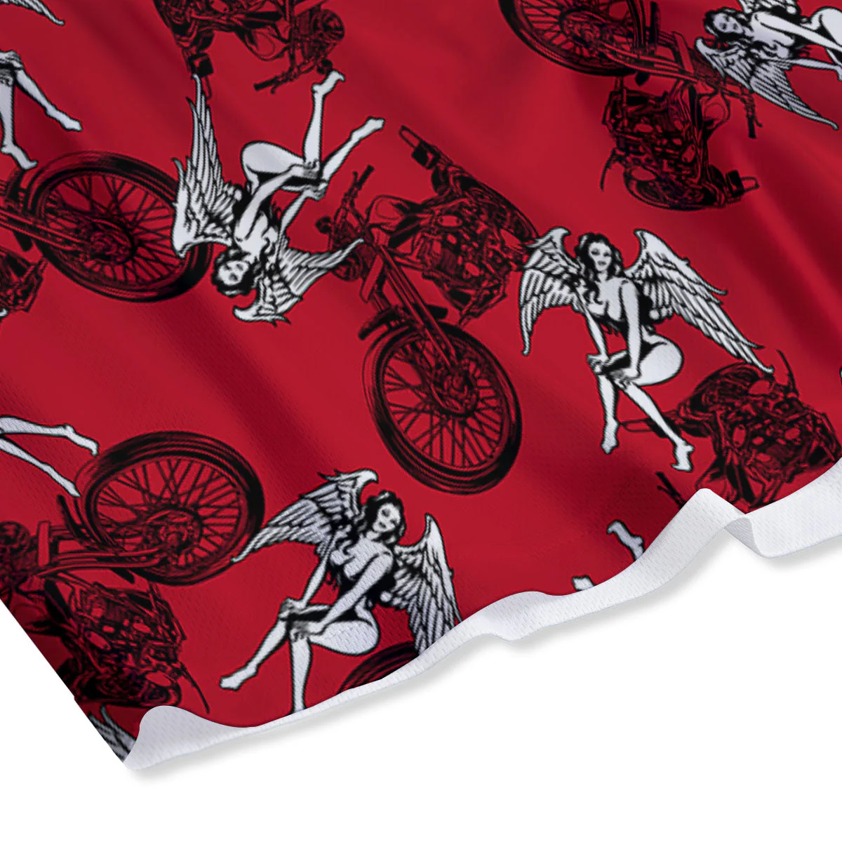 Angel And Motorcycle Print Pattern Mesh Shorts - Image 4