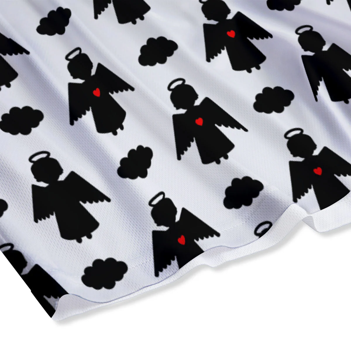 Angel White And Black Print Pattern Mesh Shorts - Image 4