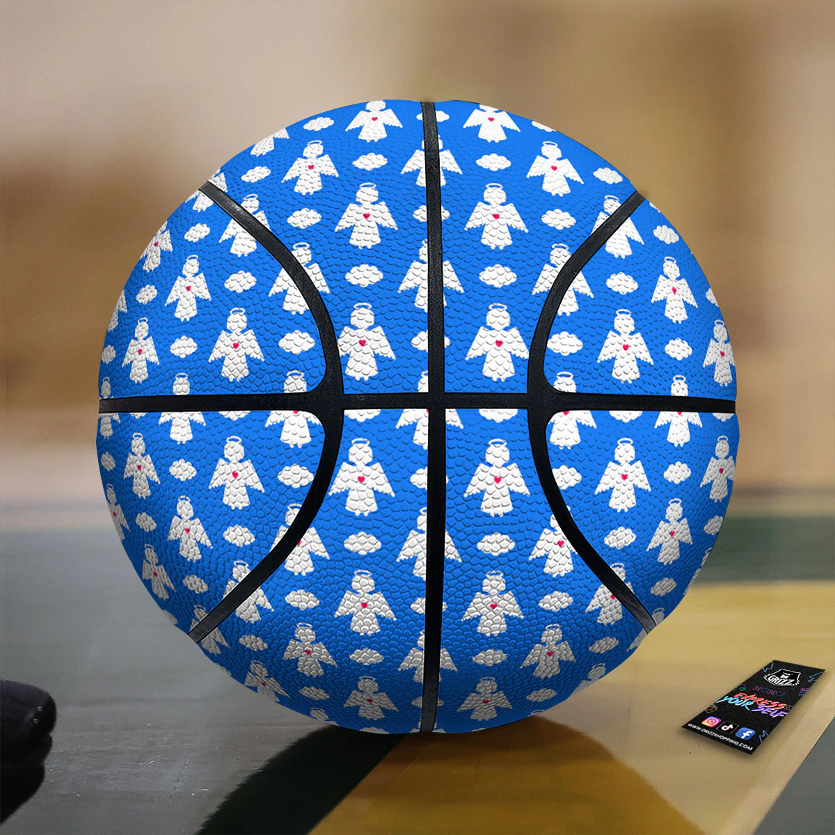 Angel White And Blue Print Pattern Basketball
