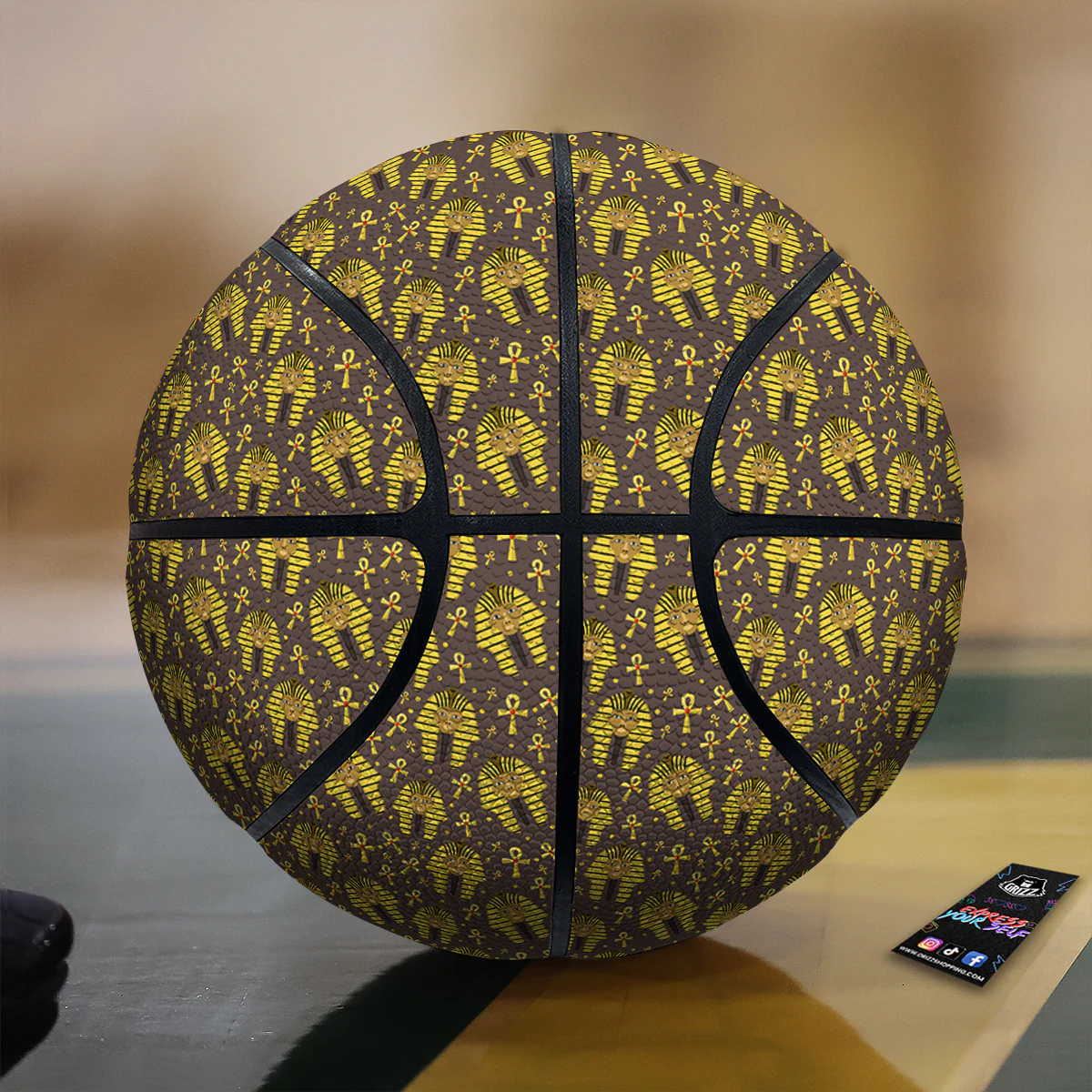 Ankh And Pharaoh Print Pattern Basketball