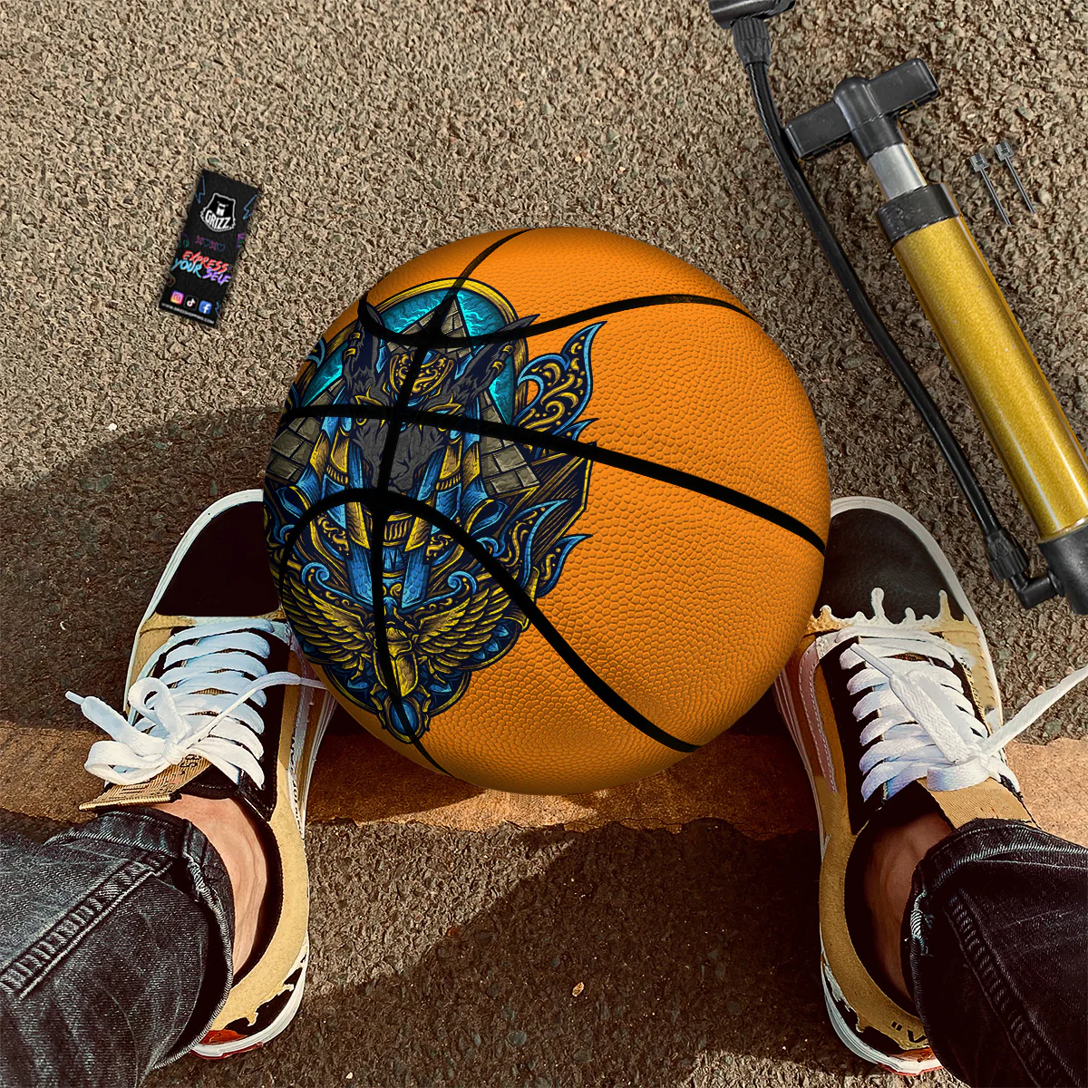 Anubis Engraving Ornament Print Basketball - Image 2