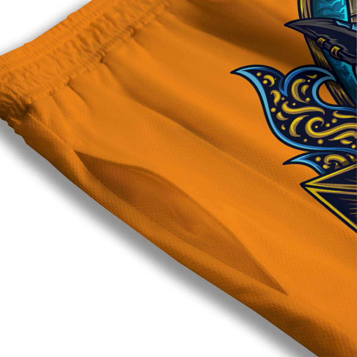 Anubis Engraving Ornament Print Mesh Shorts - Image 3