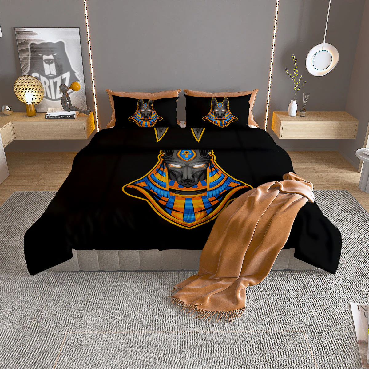 Anubis God Print Duvet Cover Bedding Set