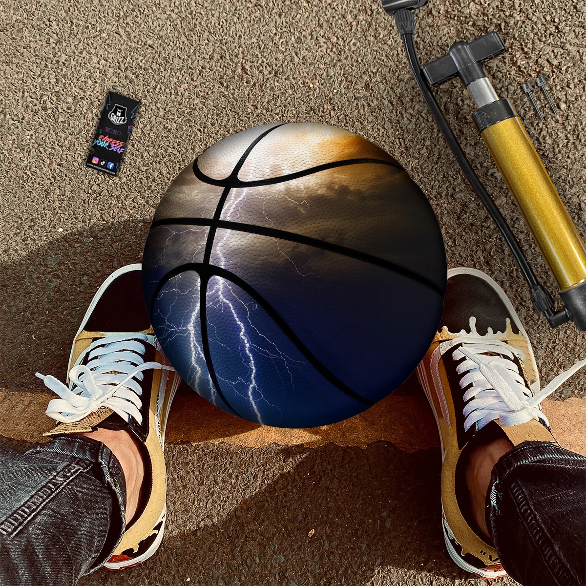 Apocalyptic Lightnings Print Basketball - Image 2
