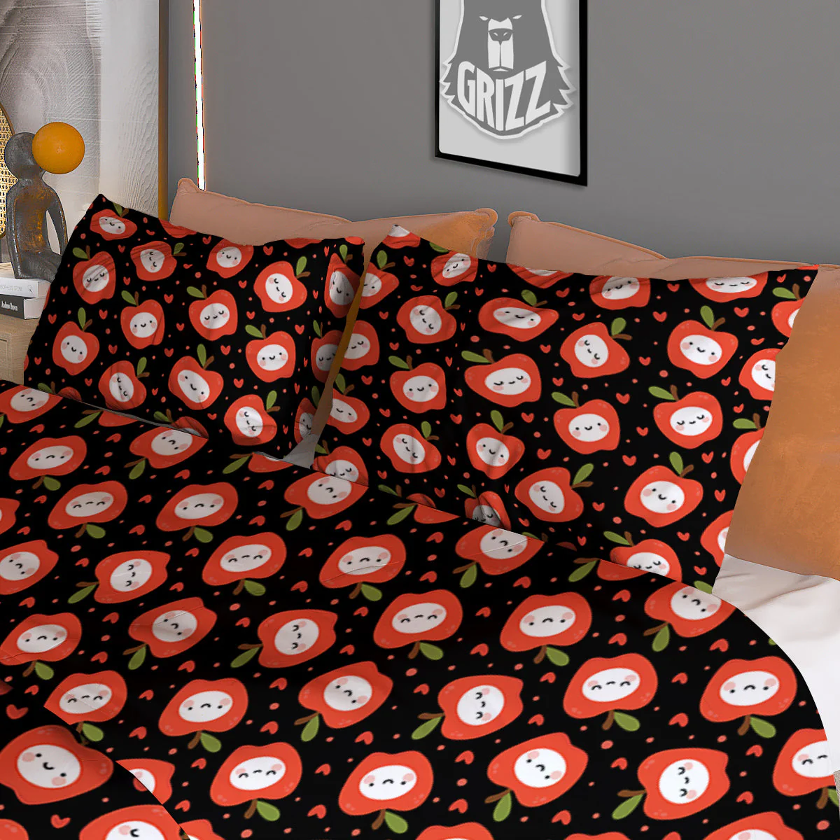 Apple Cute Print Pattern Duvet Cover Bedding Set - Image 3