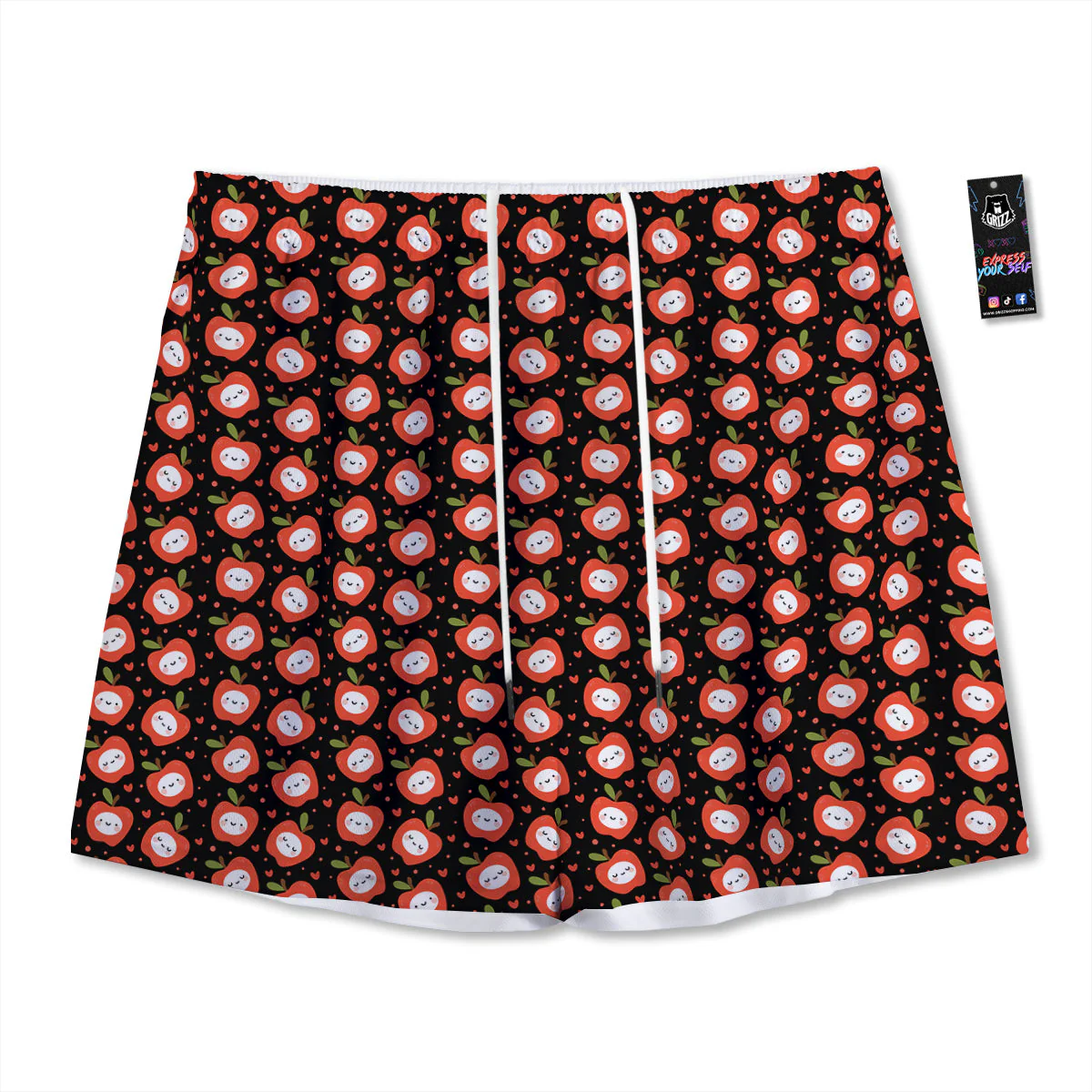 Apple Cute Print Pattern Mesh Shorts