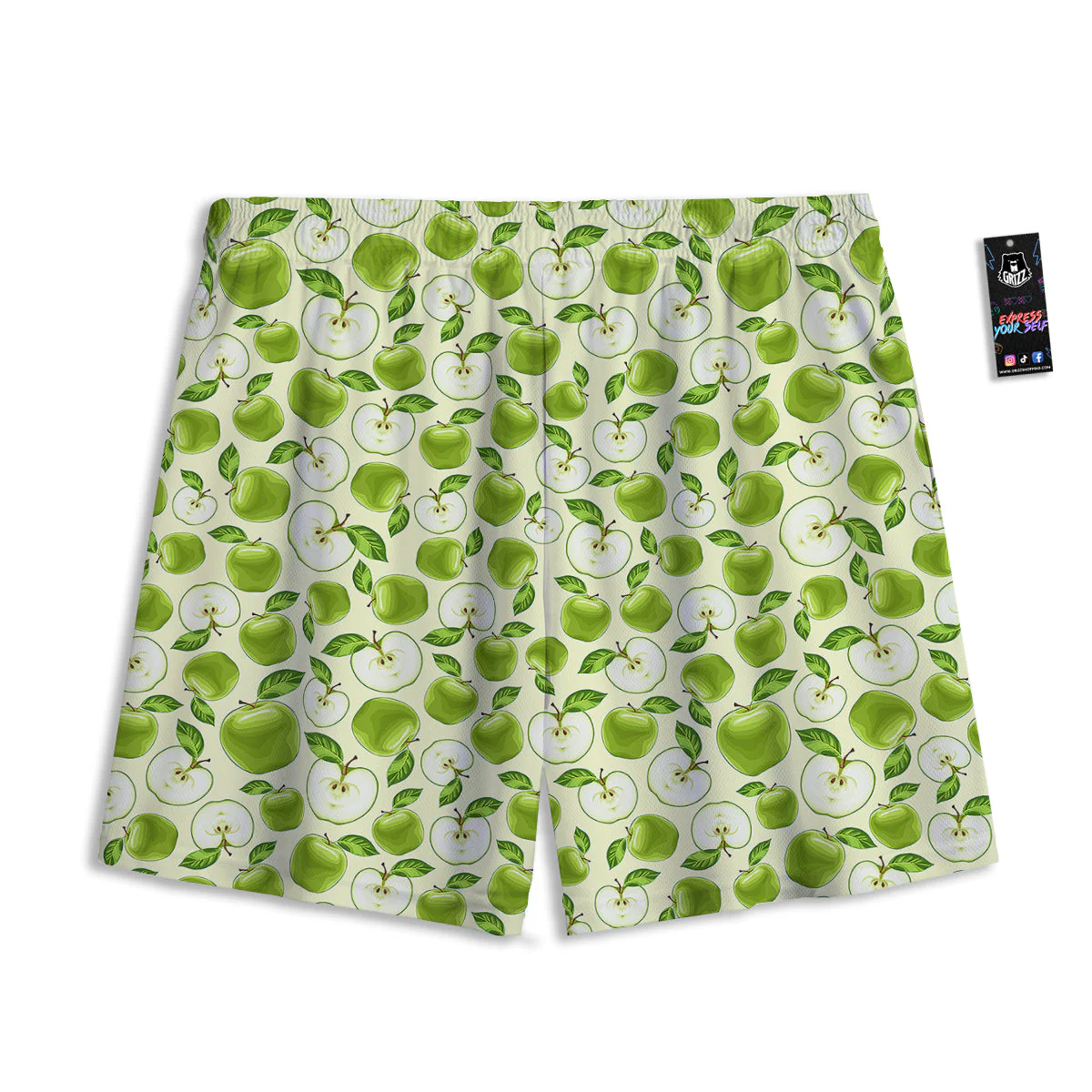 Apple Print Pattern Mesh Shorts - Image 2
