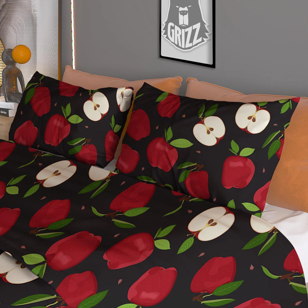 Apple Red Print Pattern Duvet Cover Bedding Set - Image 3