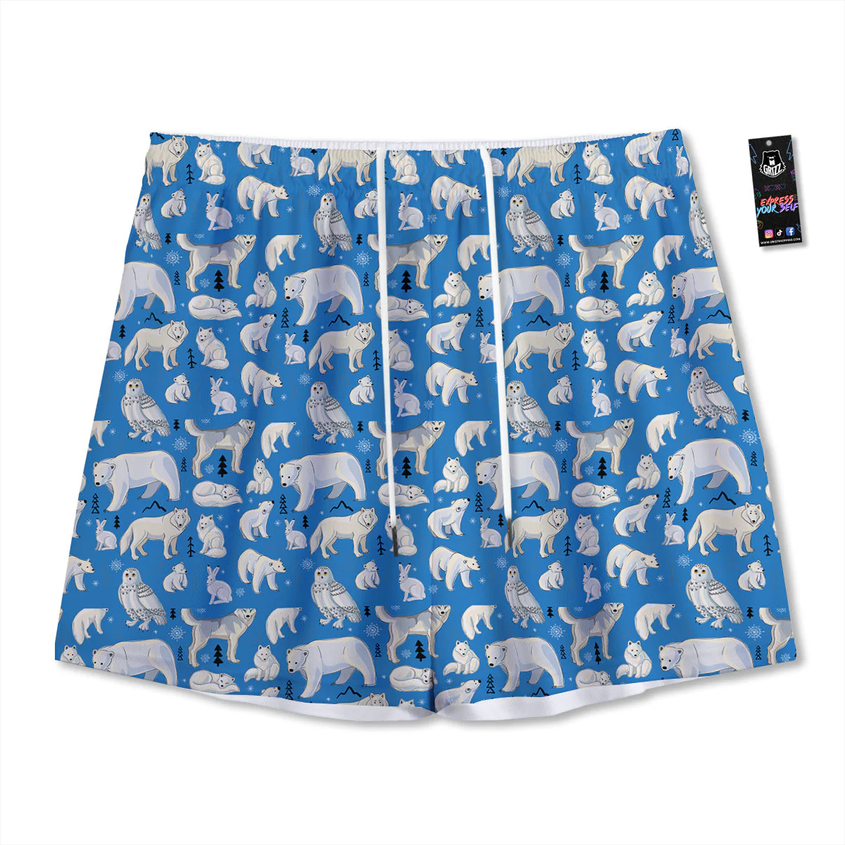 Arctic Animals North Print Pattern Mesh Shorts