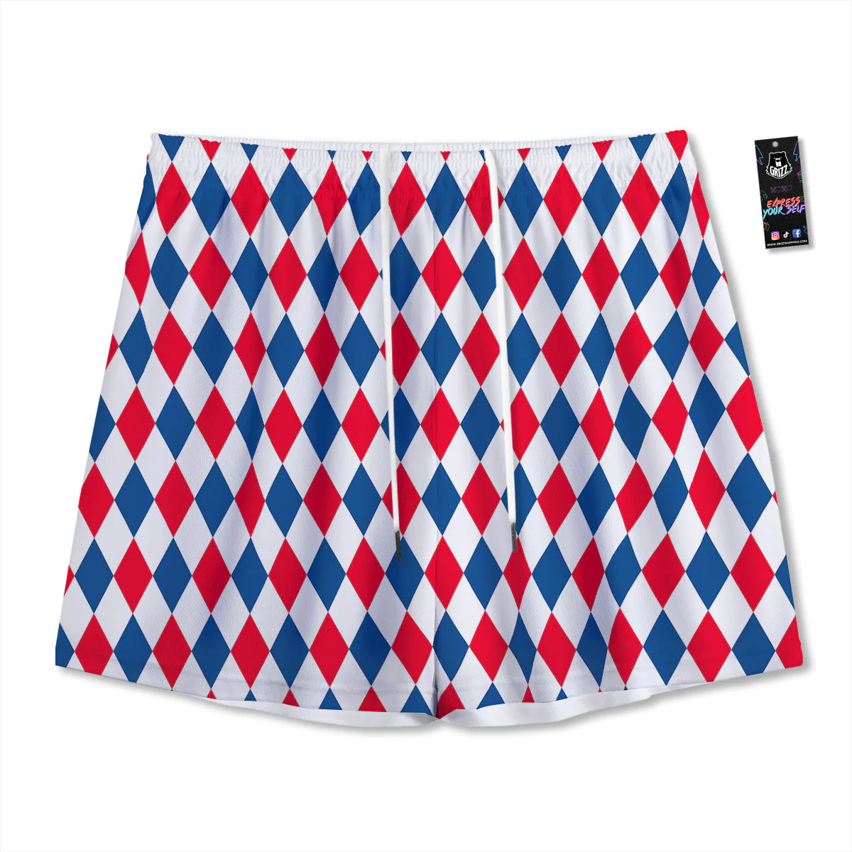 Argyle American Print Pattern Mesh Shorts