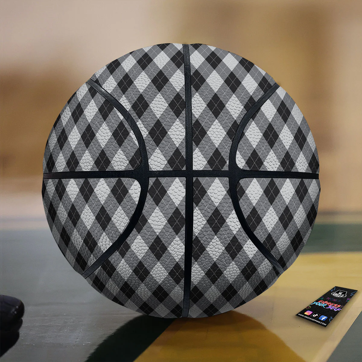 Argyle Black And Grey Print Pattern Basketball