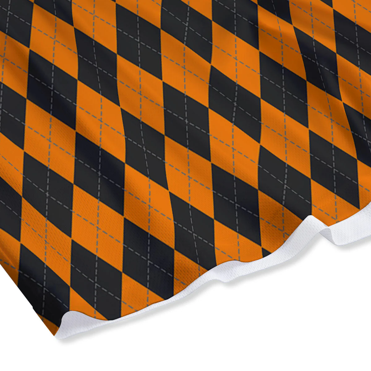 Argyle Black And Orange Print Mesh Shorts - Image 4