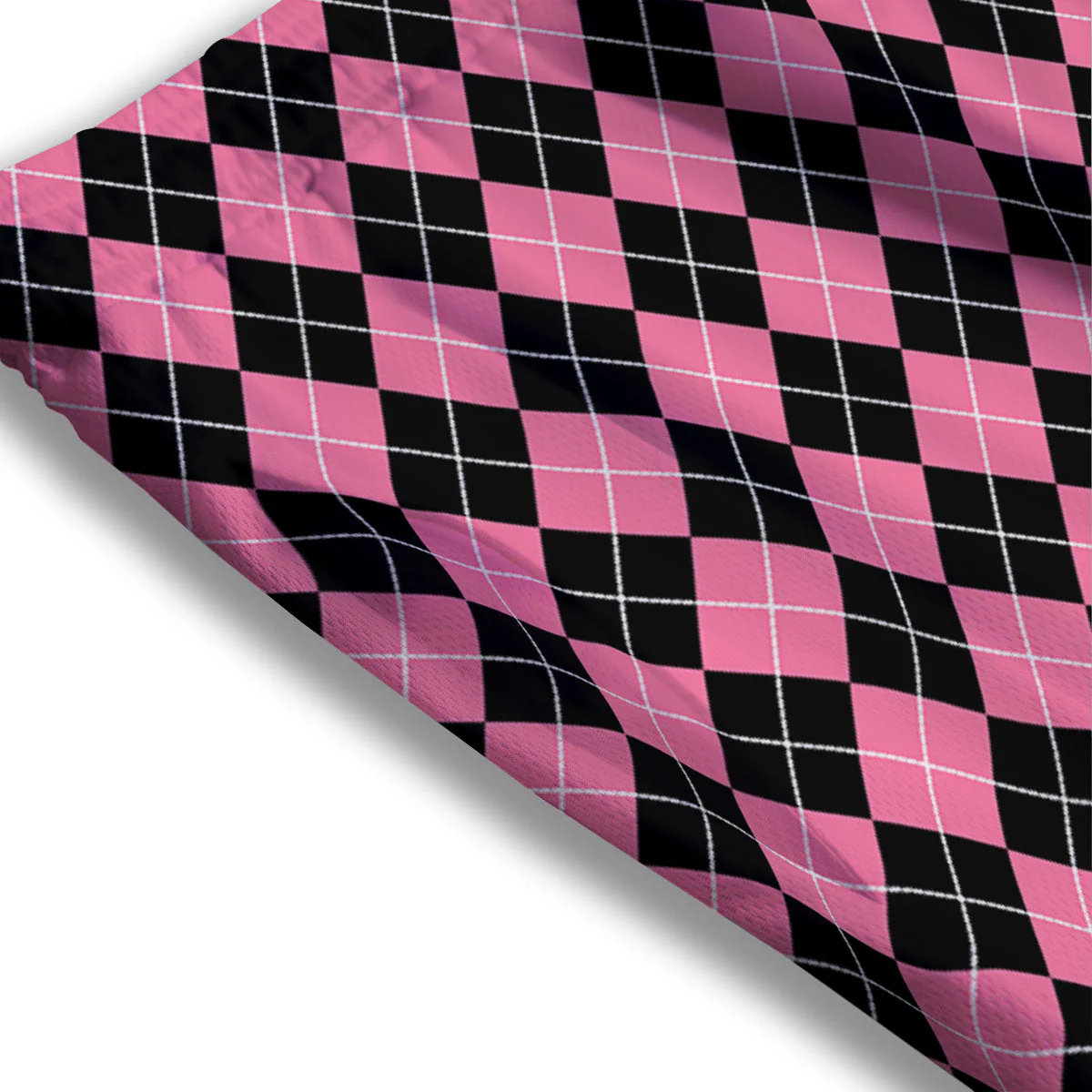 Argyle Black And Pink Print Pattern Mesh Shorts - Image 3