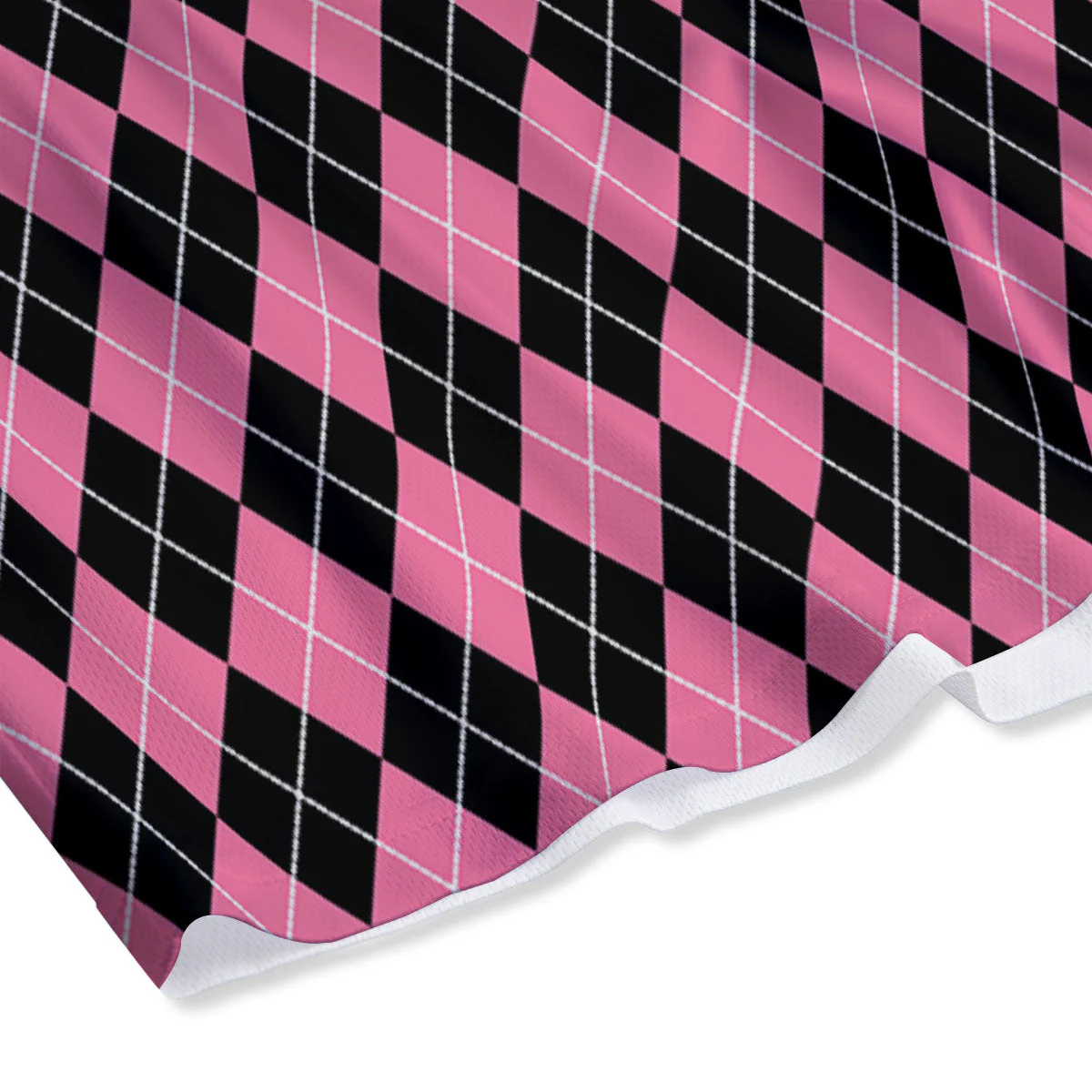 Argyle Black And Pink Print Pattern Mesh Shorts - Image 4