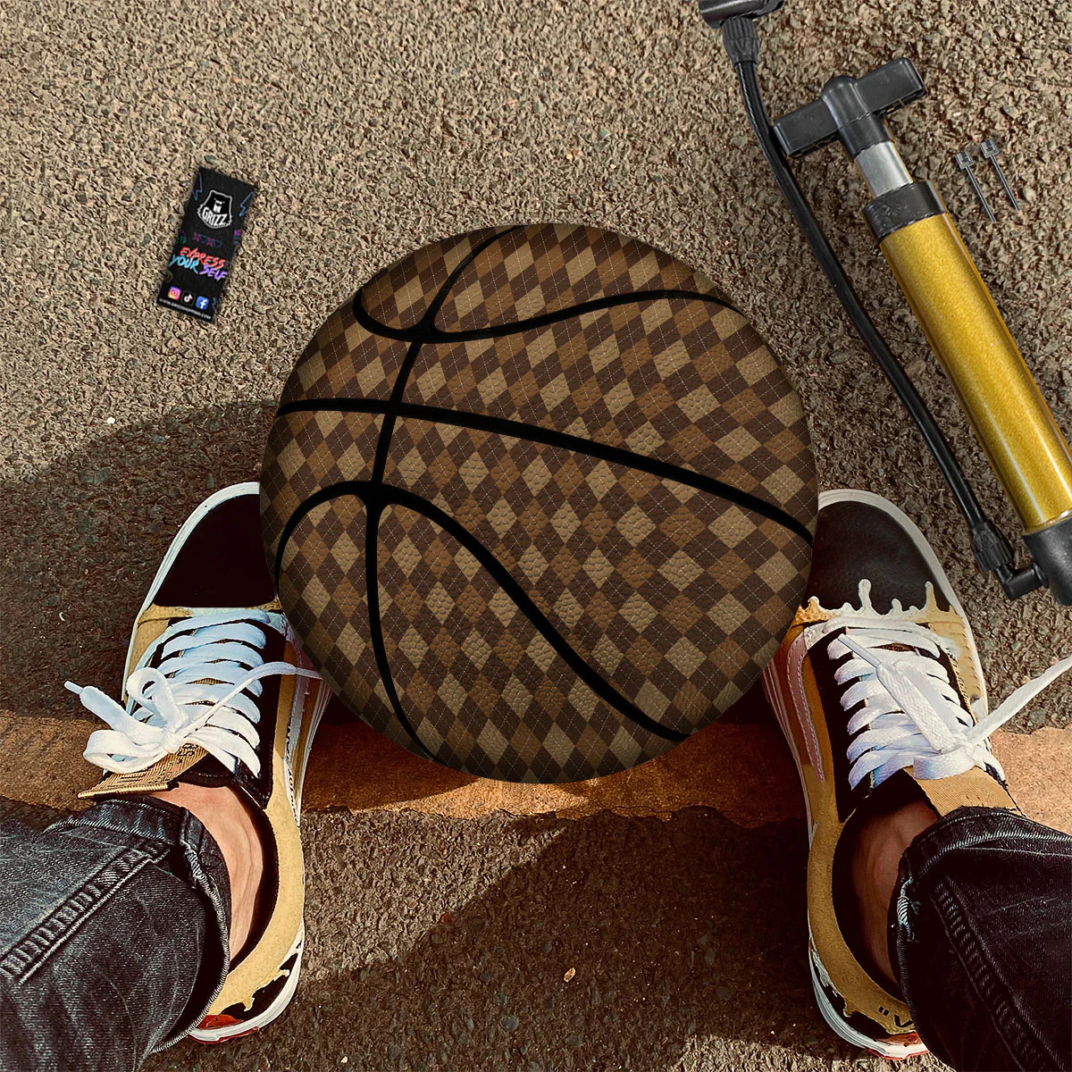 Argyle Brown Print Pattern Basketball - Image 3