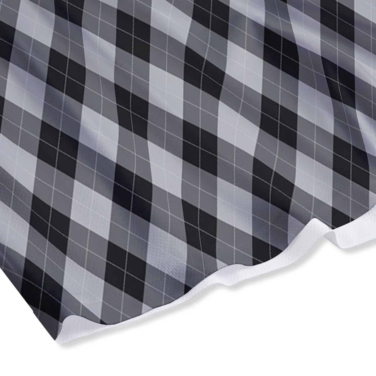 Argyle Dark Grey Print Pattern Mesh Shorts - Image 4